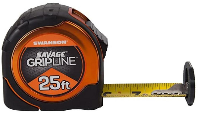 Swanson Tool SVGL25M1 25피트 마그네틱 줄자 그립 라인 새비지, GripLine Tape Measures, 7.6 m, 1개