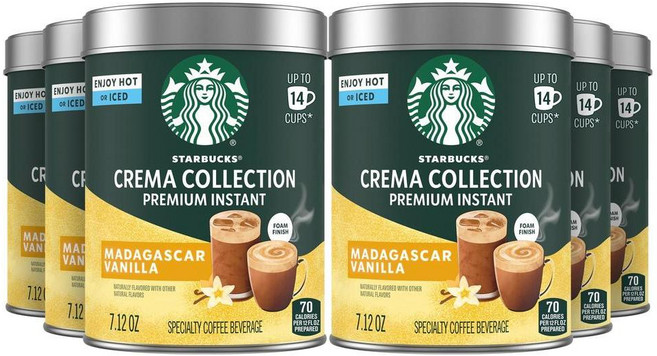 Starbucks 스타벅스 크레마 컬렉션 프리미엄 인스턴트 커피 마다가스카르 바닐라맛 200g, 6개, 1개입
