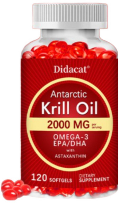 남극 크릴오일 2000mg – 오메가3 EPA/DHA & 아스타잔틴 함유 천연 유래 비GMO 영양 보충제, 1개, 120회분