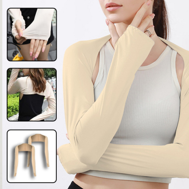 올라이프지 여성 골프 볼레로 팔토시 UV차단 냉감 쿨토시 2P, 베이지