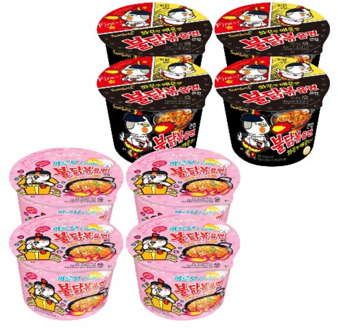 불닭볶음면 큰컵 105gx4+까르보 불닭볶음면 큰컵 105gx4, 4개