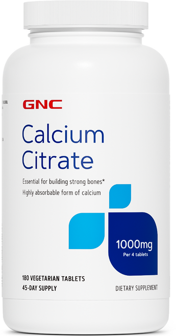 GNC 칼슘 시트레이트 1000mg 베지테리안 타블렛, 180정, 1개