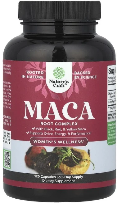 네이처스크래프트 여성용 마카 1500mg Maca Root Complex 캡슐 120정, 1개 - 쿠팡