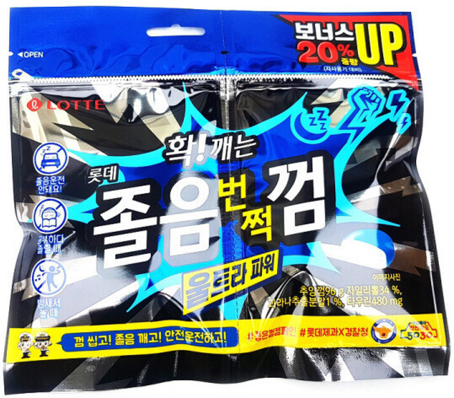 롯데 졸음번쩍껌 울트라파워 리필, 6개, 96g