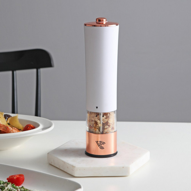 벨류세라믹 타워 전동 후추 그라인더 소금 깨 그라인더 페퍼밀 솔트밀 4color, 매트 화이트