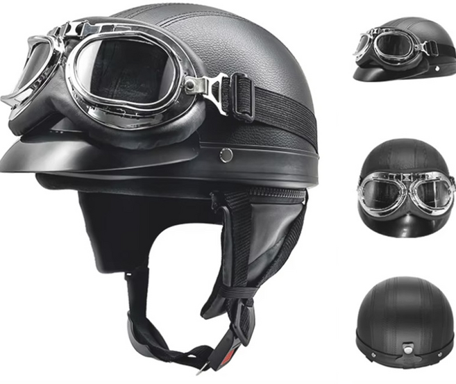 초경량 클래식헬멧고글 헬멧자외선차단 오토바이헬멧, 가죽 헬멧