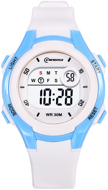 [SUNOEL] 작고 귀여운 3기압 방수 학생 전자 손목시계 MR-8215 여분 건전지 사은품 한글 설명서 정품 아크릴 케이스