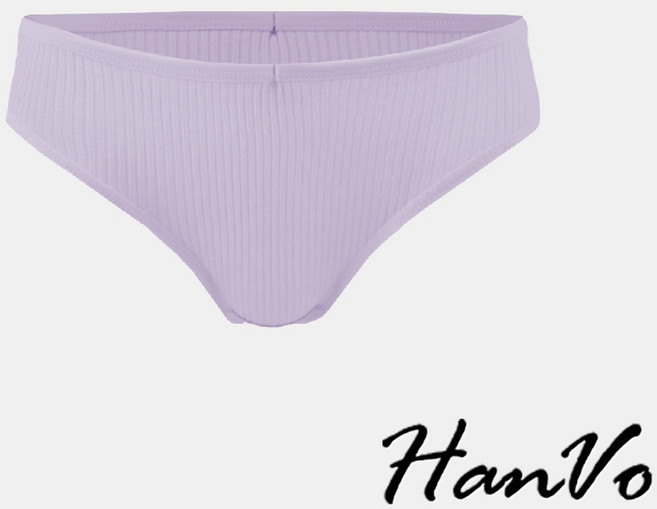 HanVo 螺紋清新簡約透氣純棉中腰三角褲 A11-5322 女生內褲, 薰衣草紫
