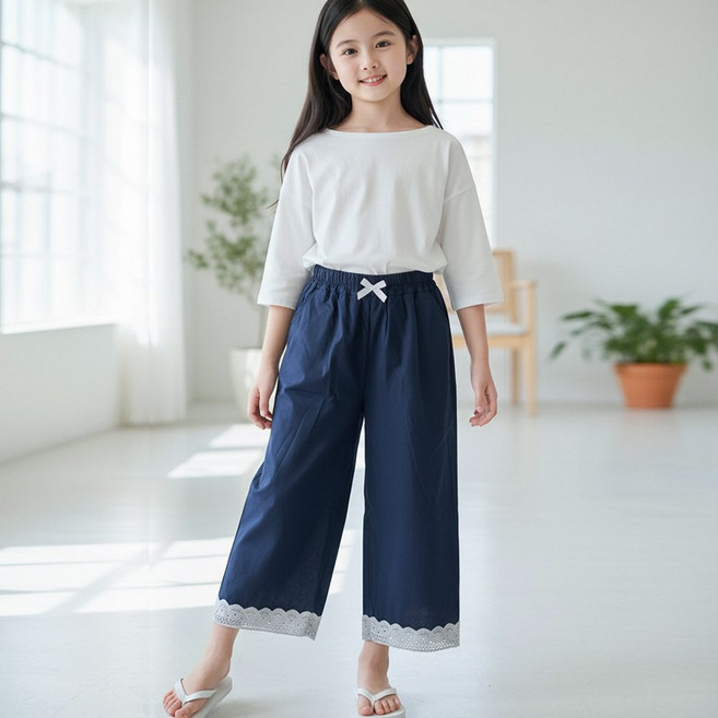 달콩슈 주니어용 찰랑찰랑 와이드 팬츠 레이스 바지 여아 DKW222