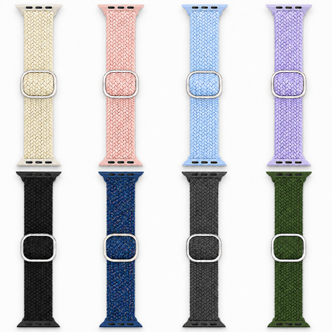 AppleWatch編織彈力運動錶帶 透氣防汗, 黑色, 1個