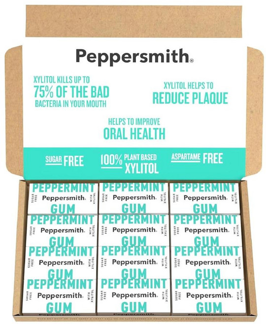 Peppersmith 페퍼스미스 껌 12팩x15g 자일리톨 브리티시 페퍼민트, 1개, 180g