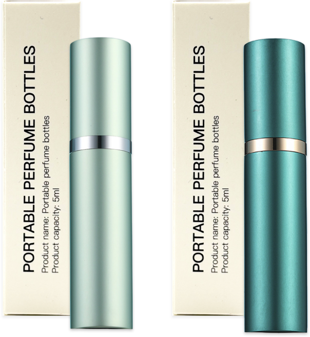 [1+1] 셀벨 베이직 고급 향수케이스 휴대용 펌핑 자동 하단 충전 리필 향수공병 5ml, 1개, 그린+딥그린