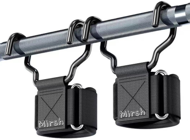 Mirsh 헬스 철봉 후크 턱걸이 그립 스트랩 밴드, 2개