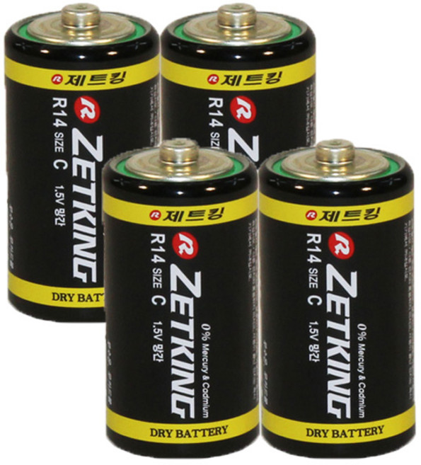 제트킹 망간 C형 건전지 / R14, 1개, 4개입