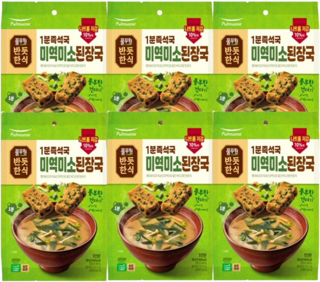 풀무원 미소된장국 1박스 6봉지 (8g 총30개입), 40g, 6개