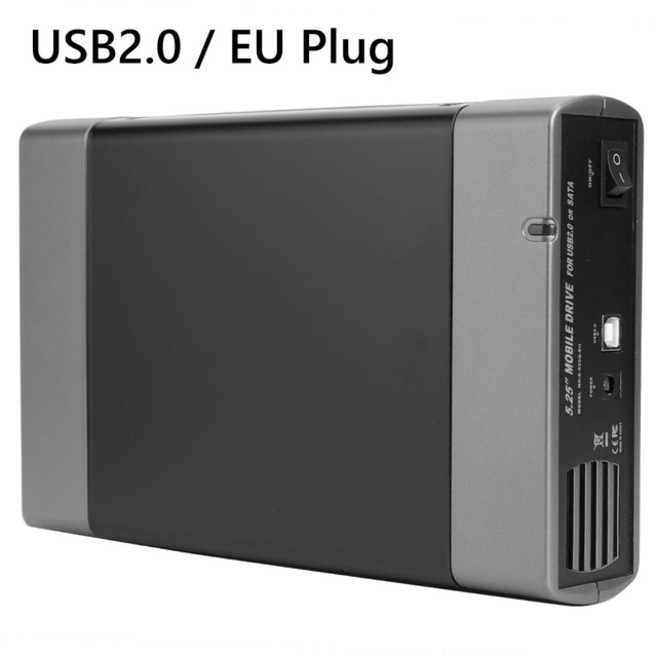 5.25 인치 외장 하드 드라이브 인클로저 USB3.0/2.0-SATA HDD SSD 케이스 지원 DVD 모바일 박스 16 스피드 레코딩, [06] USB 2.0 EU Plug, 한개옵션1, USB 20 EU Plug