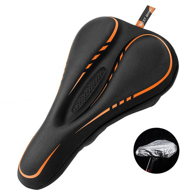 WEST BIKING 자전거 안장 커버 자전거 안장 쿠션 커버, 1개, Black Orange