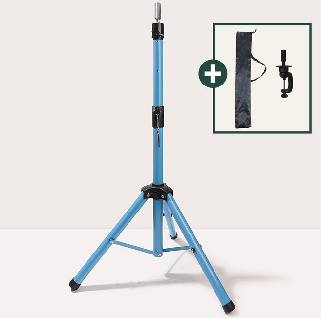 마운틴스톤 라이트락 미용 삼각대 헤어 발판 거치대 홀더 가발 마네킹 스텐드, 1개, 블루