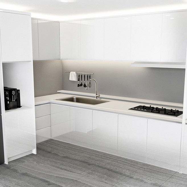 [국내제작] 큐브프레임 싱크대문짝 교체 씽크대문짝 싱크대도어 제작 디럭스, 루벤화이트하이그로시