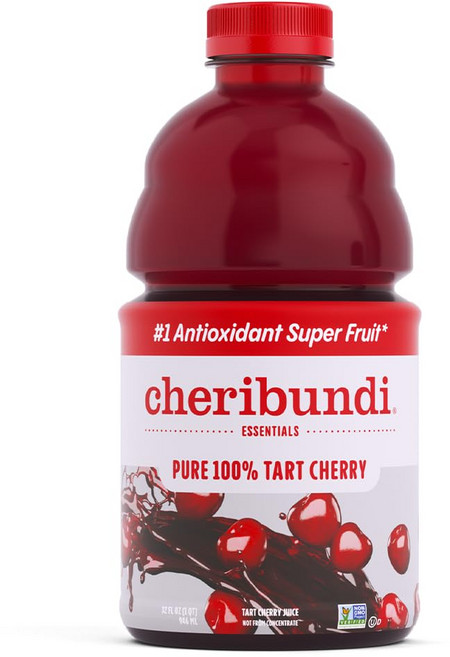 체리분디 퓨어 타트 체리 주스 - 100% 퓨어 무설탕 - Cheribundi 100% Tart Cherry Juice Pure | Unsweetened Tart Cherry J, 32 Fl Oz (6팩), 1개, 946ml