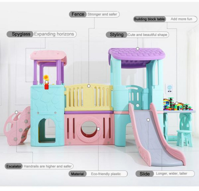 유치원놀이터 장남감 놀이시설 하이 퀄리티 놀이공원 유치원 실내 놀이터 장비 미끄럼틀이 있는 플라스틱 놀이방 리유, 1개