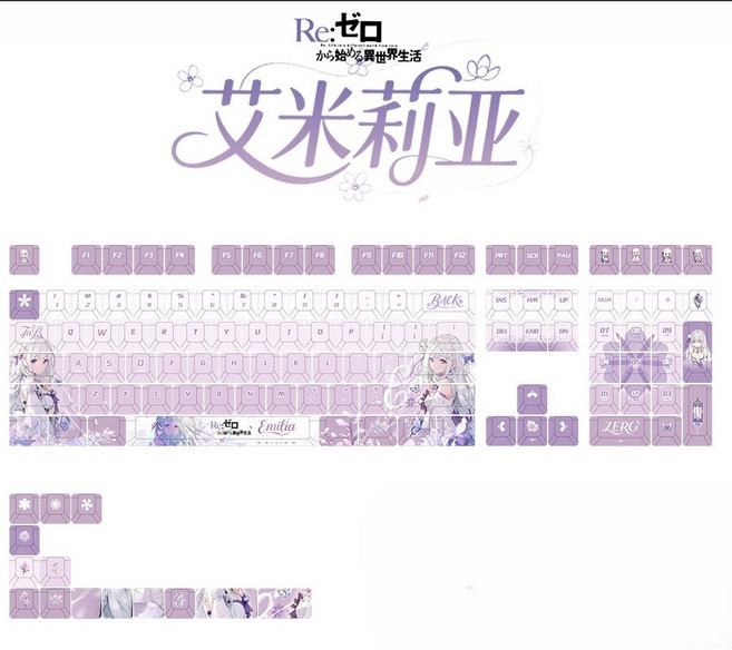 TSA Re제로부터 시작하는 이세계 생활 에밀리아 오면승화 PBT 체리 122키캡, 리제로