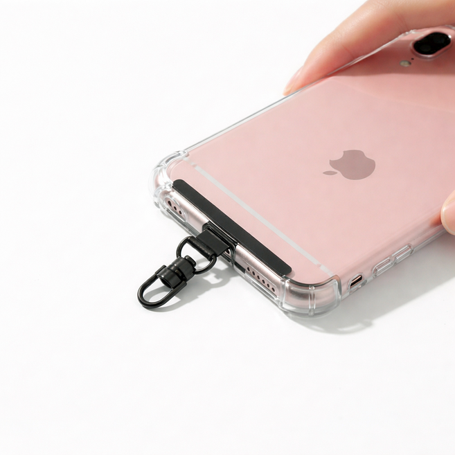 소미조이 회전형 핸드폰 스트랩 태그홀더 연결 고리, 1개, 메탈블랙