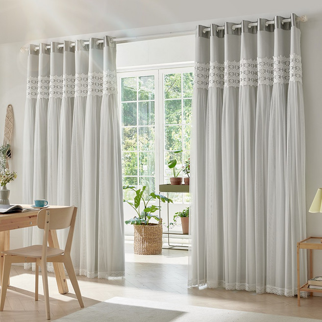 1+1 블룸 레이스 이중커튼 화이트 암막커튼 34평 32평 24평