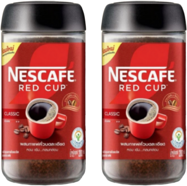 네스카페 레드컵 블랙 인스턴트 커피 유리병 사무실 커피 태국커피 동남아커피 NESCAFE RED CUP CLASSIC, 2개, 1개입, 200g
