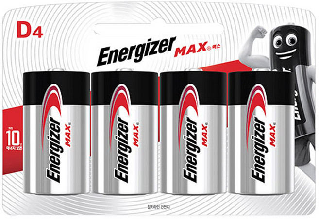 에너자이저 맥스 D 건전지, 4개입, 1세트