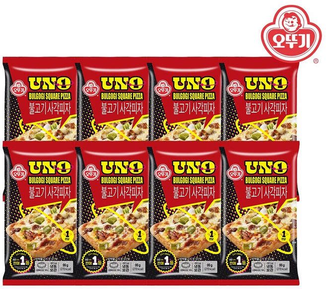 [ 4개+4개 ] 오뚜기 UNO 사각 미니 조각 피자 불고기 총 8개, 99g