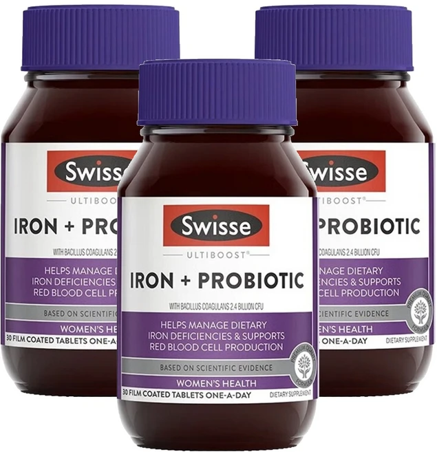 스위스 철분 + 프로바이오틱 타블렛, 3개, 30정 - 쿠팡