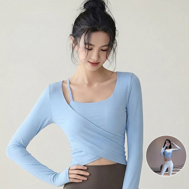 Niftynest 여성 셔츠 요가복 여성 요가 긴팔 셔츠 필라테스 슬림 긴팔 통기 티셔츠 트레이닝 상의 쇼트 헬스복