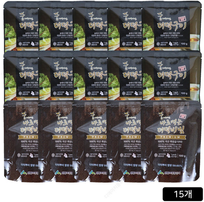 [쇼핑엔티] [2025년 햇더덕] 숲에서자란 국산 더덕구이 10팩+더덕비빔 5팩, 갈색계열/170mm/기타