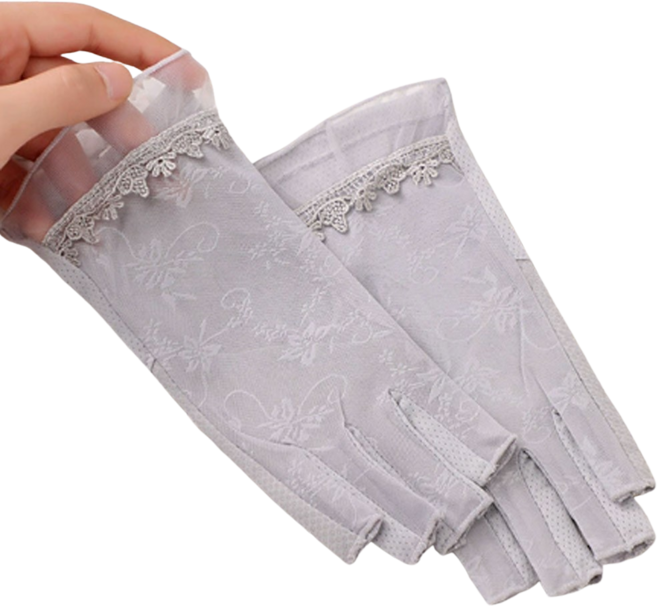 레이스 여성 여름 반장갑 운전 등산 손가락 망사 장갑 여자, 그레이, 1개