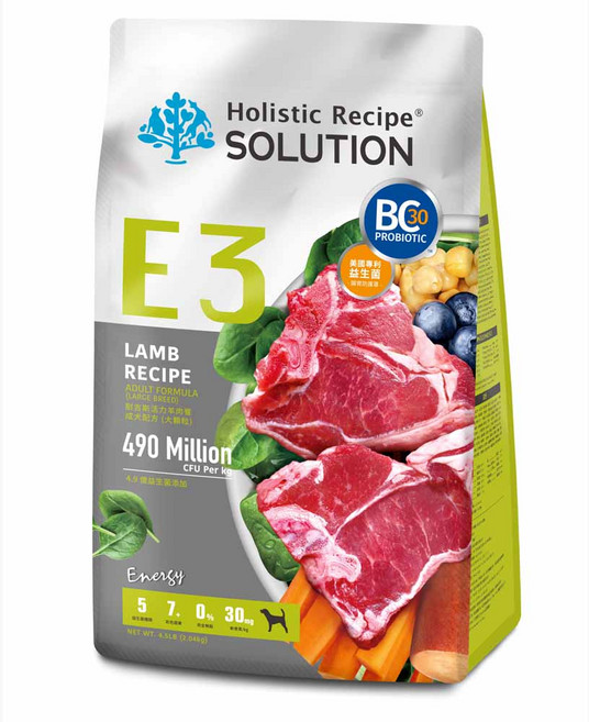 耐吉斯 E3 活力羊肉餐-成犬大顆粒 (大型犬適用) 羊肉配方 益生菌, 2kg, 1個, LAMB