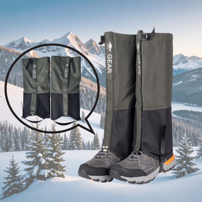 마켓피아 고급 방수 사계절 롱 스패츠 심마니 등산 벌초 각반, 카키-블랙