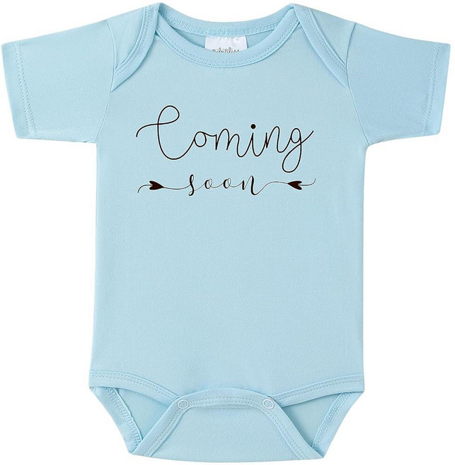 BIBIBLISSBABY Baby Coming Soon 임신 발표 유아용 바디수트 조부모를 위한 새로운 선물 Taro 0-3개월 227901, Baby Blue