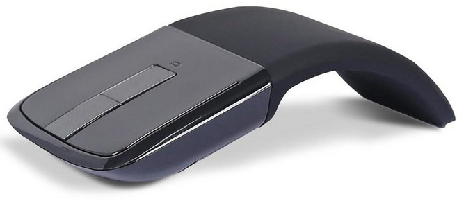 블루투스 아크 터치 마우스 접이식 슬림 및 휴대용 미니 무선 컴퓨터 여행용 광학 마이크로소프트 노트북 태블릿 - 블랙, Bluetooth-Black