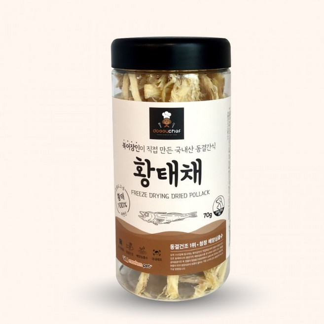 애견간식 고양이간식 도기쉐프 황태 채 70g, k 1