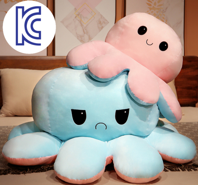 KC인증 양면 문어인형 반전문어인형 대왕문어인형 감정인형, 핑크블루