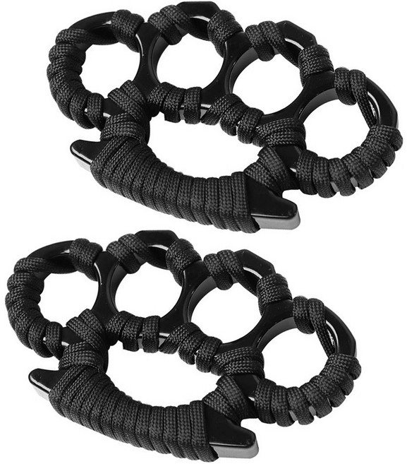 본라이프 호신용 자기 방어 고강도 탄소강 너클 글러브 핑거너클 손이편한 그립감 소프트 로프 그립 손가락 링 가드 핑거 안전 반지 무기 호신 용품, 2개