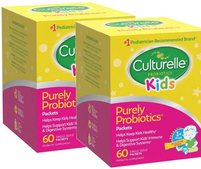 컬처렐 키즈 퓨얼리 프로바이오틱스 가루 스틱 60포입 Culturelle Kids Purely Probiotics, 60회분, 2개