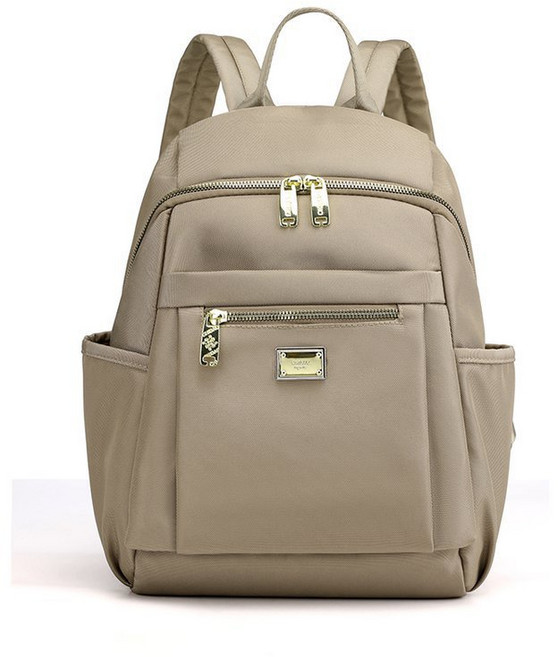 CHIBAO 後背包 輕便多隔層時尚休閒學生背包, 卡其色