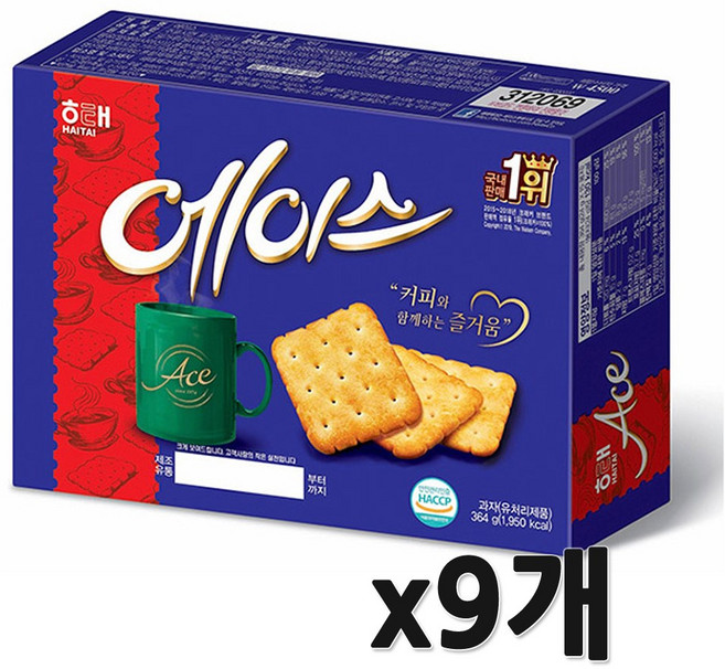 해태제과 에이스 과자, 364g, 9개