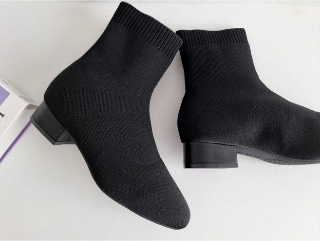 발편한 빅사이즈 베이직 블랙 니트 3cm 여성 앵클 부츠
