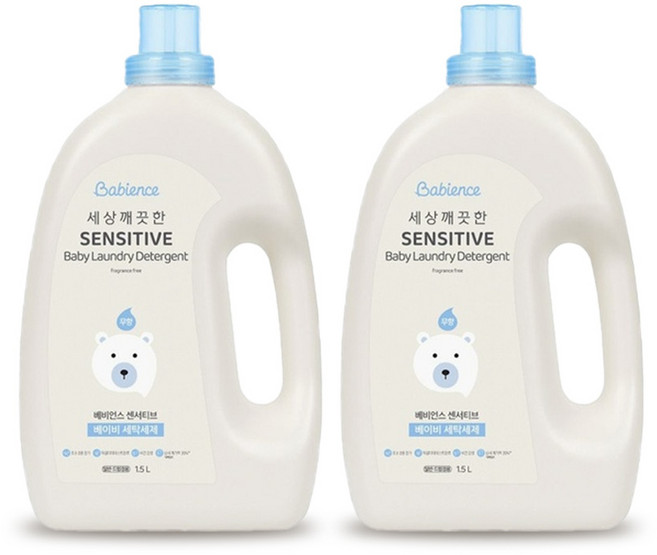 베비언스 세상깨끗한 센서티브 베이비 세탁세제 무향, 1.5L, 2개