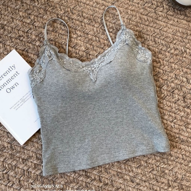 은무드 여성 레이스 골지 캡내장 끈 나시탑