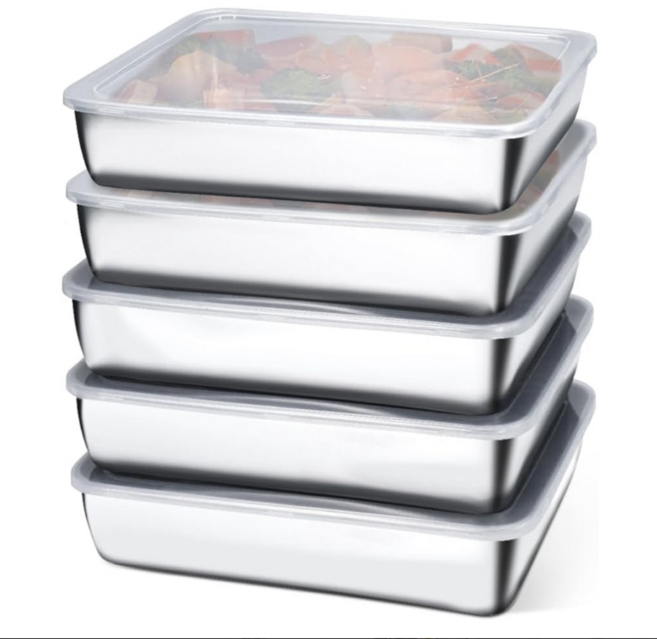 Modora 스텐밧드 사각 뚜껑있는 반찬, 5개