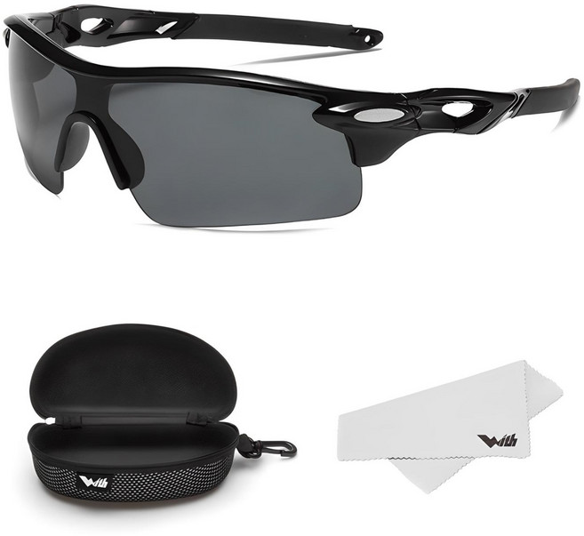 로빈슨 라이딩 스포츠 고글 + 케이스 + 융, 블랙